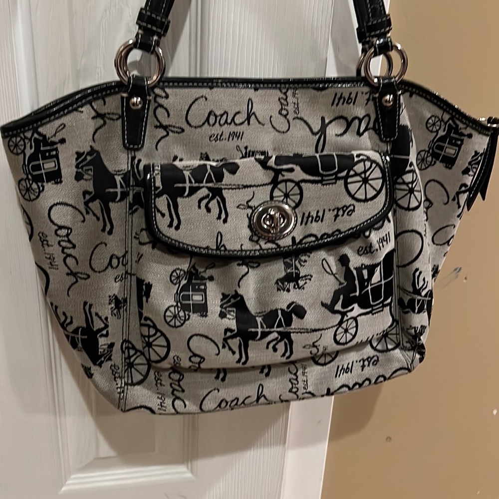 Coach vintage bag in navy and off white - Picture 2 of 4